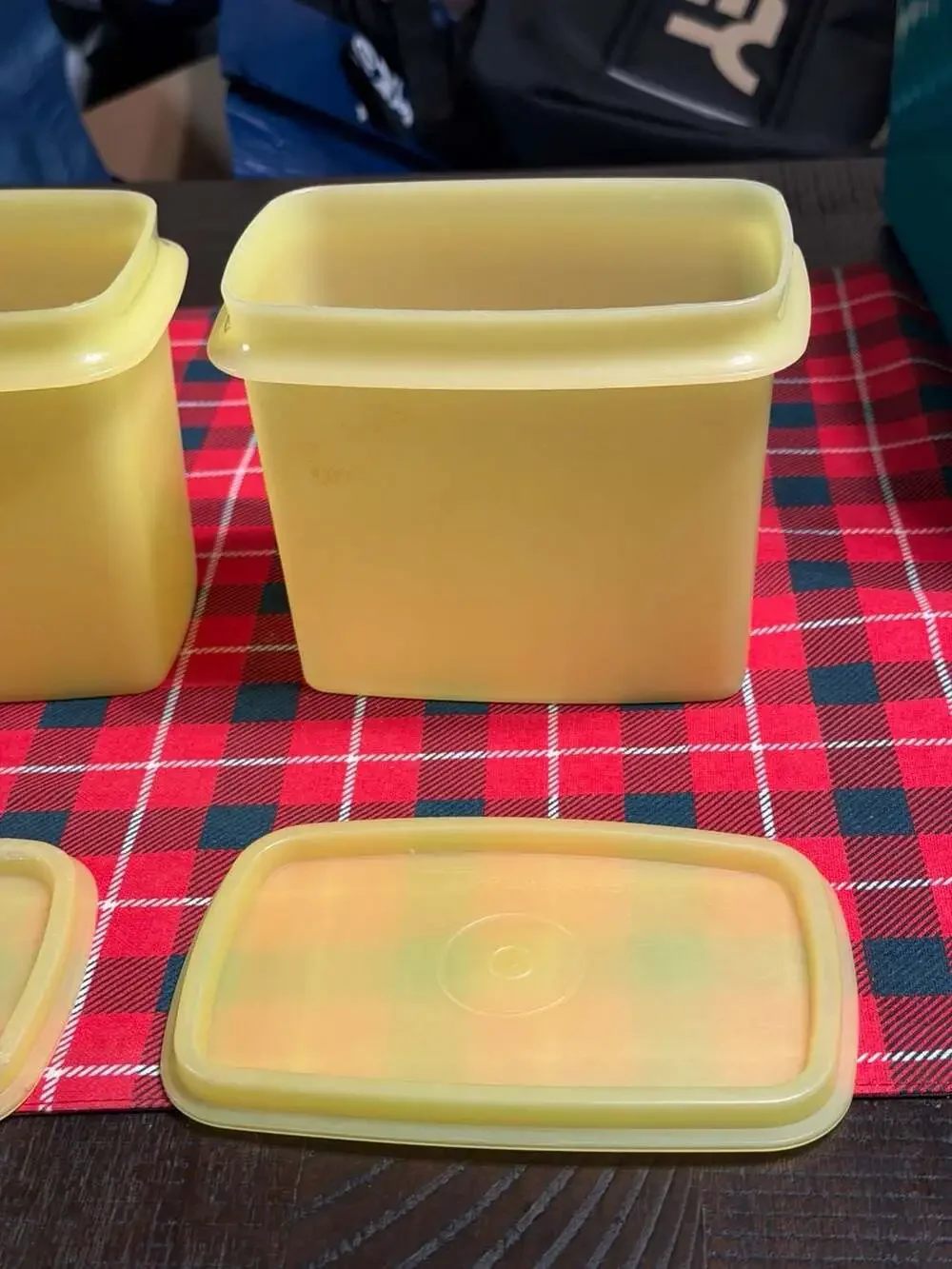 Vintage Tupperware Yellow Rectangular Storage Containers Set of 3